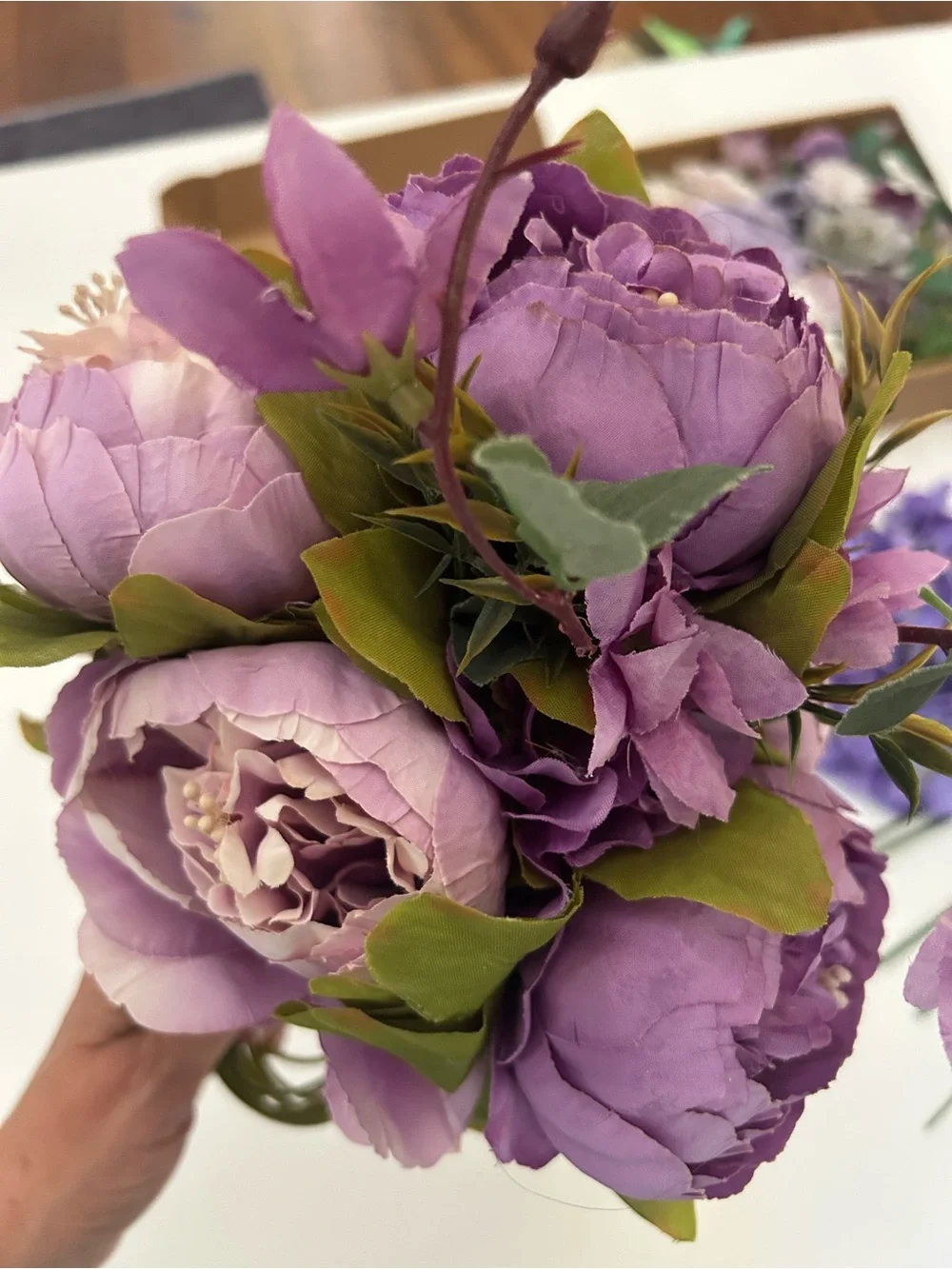 Unbranded Purple Artificial Hydrangea and Mixed Floral Bouquet Set